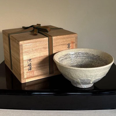 Ji Suntak Korean Goryeo Tea Bowl Inner Mishima Brushwork 15cm Signed Artist Box - Image 1 of 4