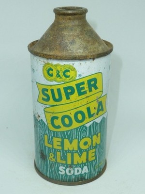 Empty Top Opened 12oz C  & C Super Coola Lemon Lime Soda Cone Top
