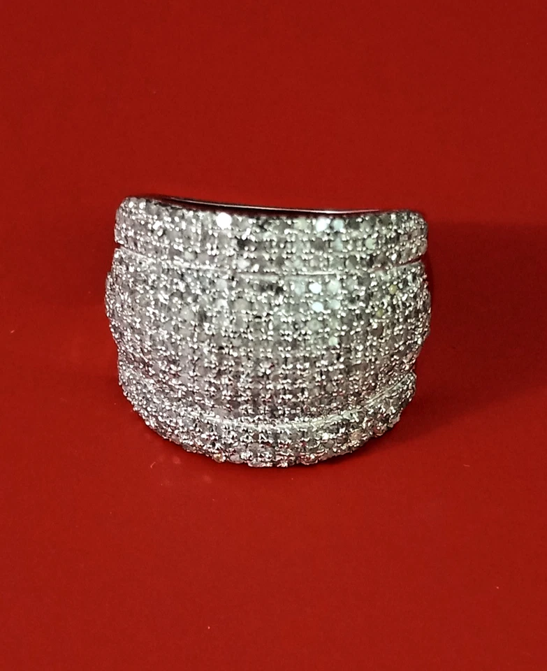 1ctw Diamond Platinum Over Sterling Silver Cluster Knuckle Ring Size 7 - Image 3 of 4