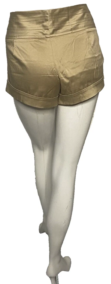 Mini Pantalones Cortos Charlotte Russe Mujer Dorado Satinado Talla L – Bolsillos de tiro medio Foto 2 de 4
