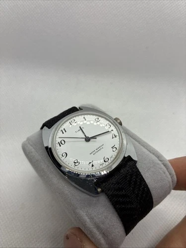 Vintage Timex Viscount Automatic Watch Men 35mm White Dial Silver Tone Runs