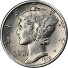 1919-D Mercury Dime Full Split Bands Nice BU+ Key Date Great Eye Appeal