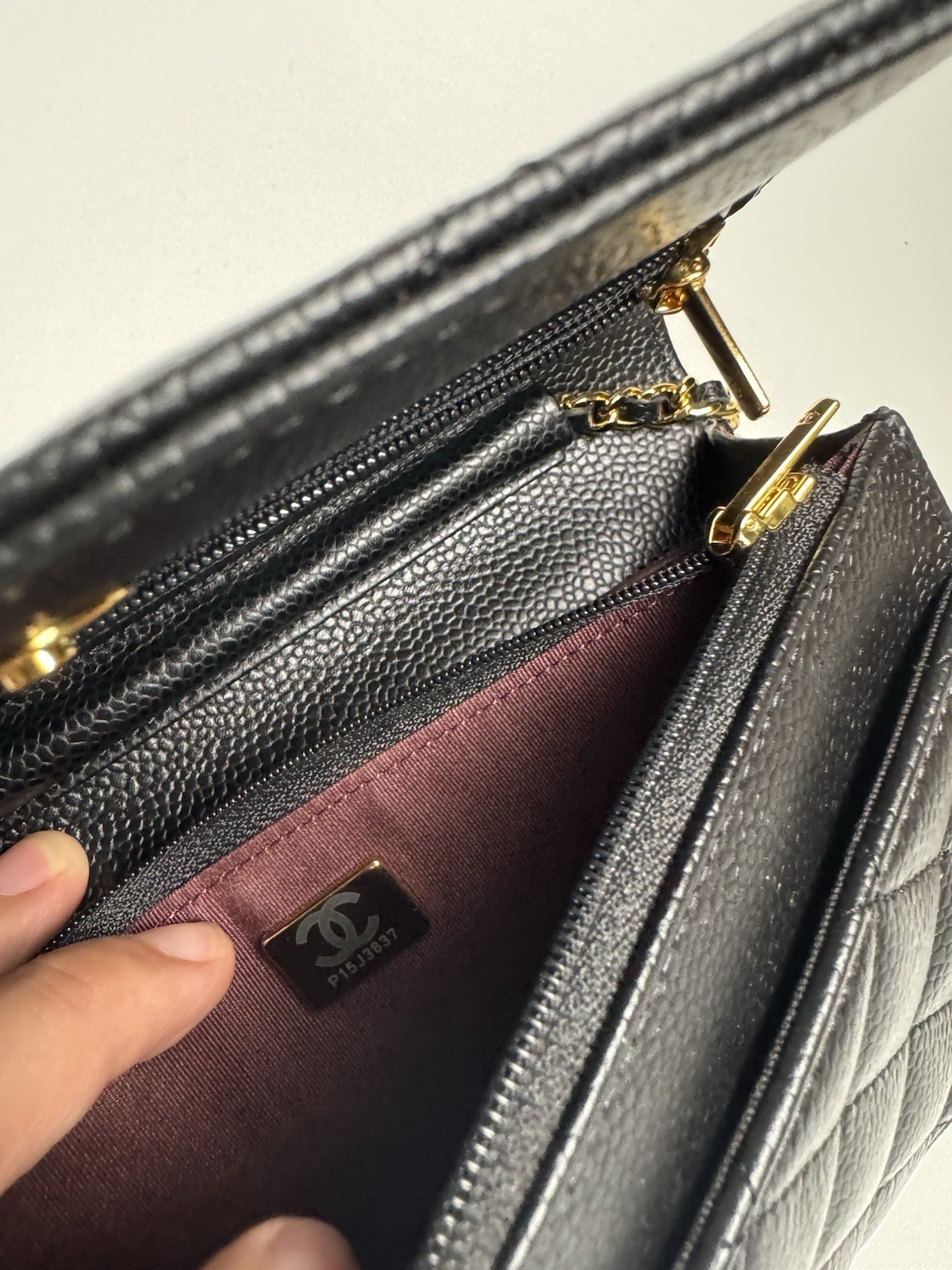 CHANEL Black Quilted Wallet on Chain WOC Shoulder Bag Gold Hardware Snap — image 8
