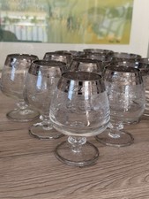 Vintage Murano Medici Cognacgläser. platinrand. 1950er Jahre.