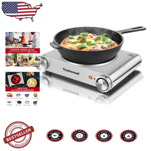 Portable 1200W Infrared Electric Burner with Adjustable Temp Control, 4.4"D x...