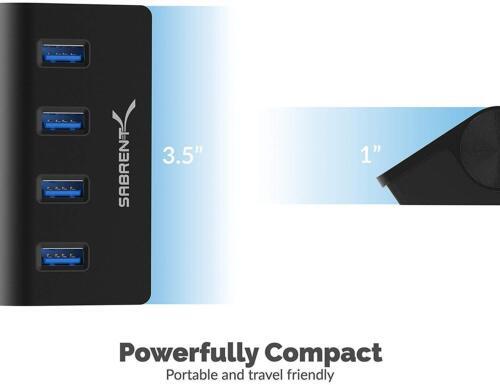 SABRENT 4-Port USB 3.0 Hub Unibody Aluminum Data Hub with 2.5ft (HB-MC3B) - Picture 7 of 10