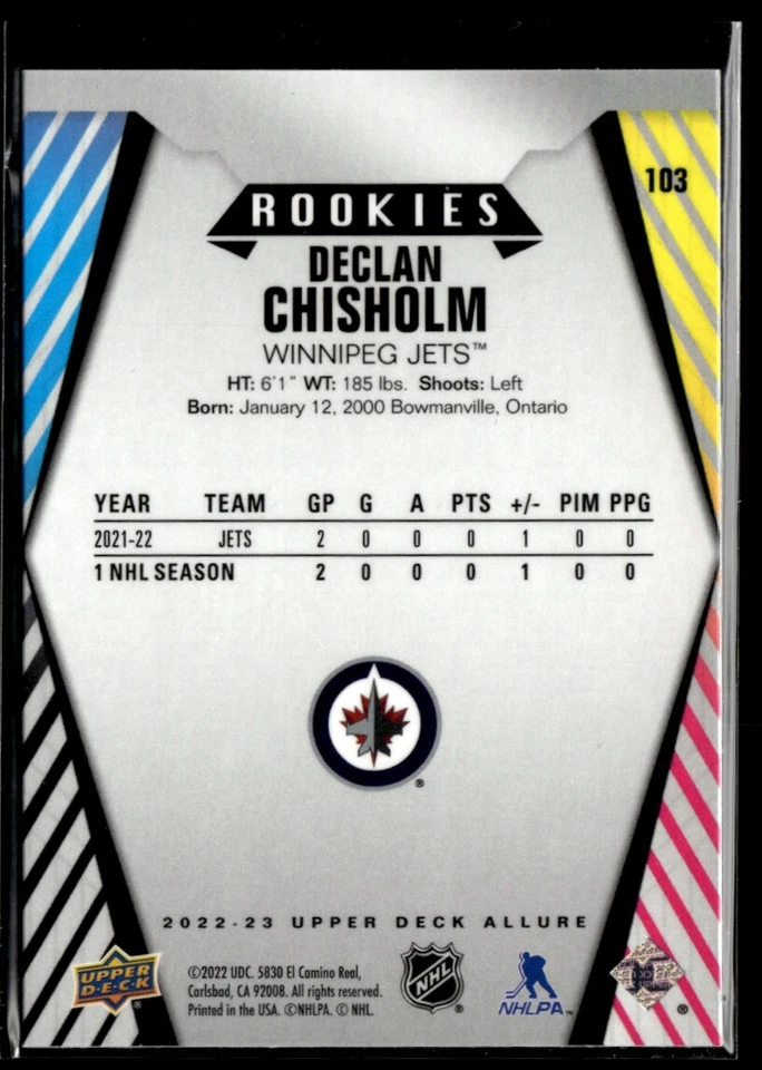 2022-23 Upper Deck Allure Declan Chisholm Rookie #103 - Image 2 of 2