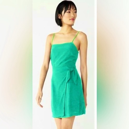 Nine West Side- Tie Bow Faux Wrap Dress With Adjustable Straps Teal In Med NWT - Picture 3 of 10