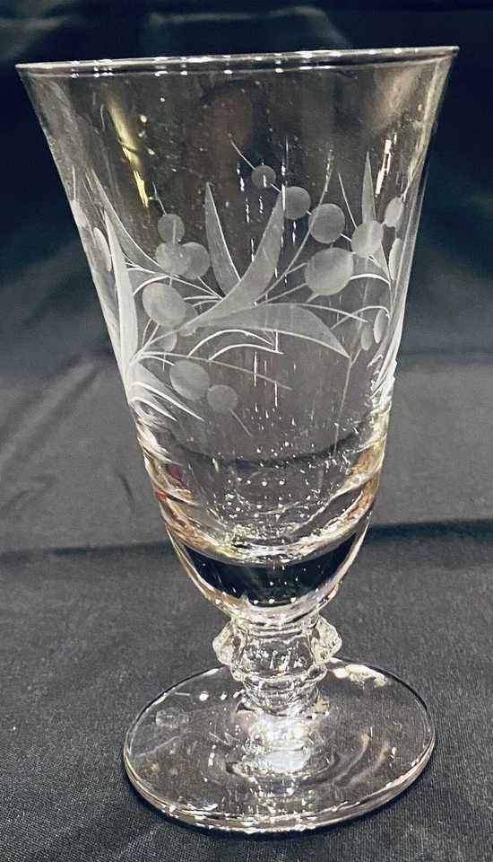 Vasos de cóctel Fostoria de colección 5 oz. Hojas cortadas CYNTHIA (años 40) 5 piezas Foto 3 de 4