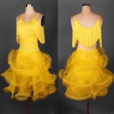 Latin Ballroom Dance Dress Modern Salsa Waltz Standard Long Dress F022 2 Colors