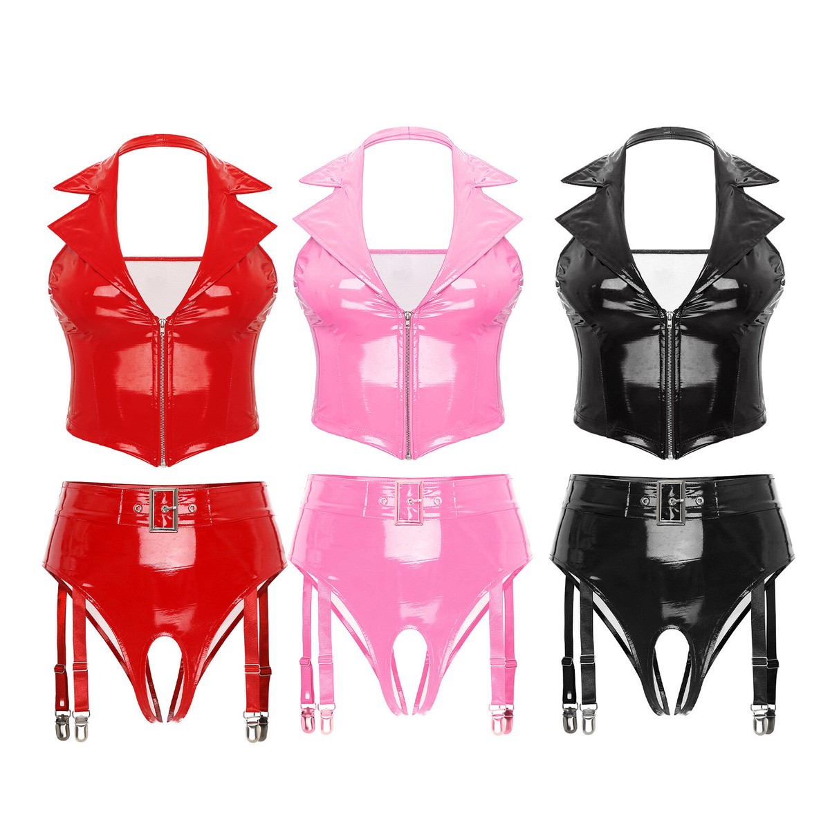 Black Satin Buckle Harness Bra panties and garter Women Accessories Amazon.com: Body Bondage Sexy Lingerie Leather Harness Chain  main image 4