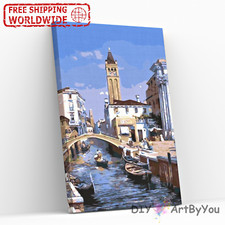 Paint By Numbers Kit Bridge Tower Abstract Beginner Painting Adult Kids Acrylic