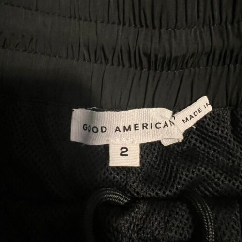 Good American Wide Leg Track Pants Black Elastic Waist Casual Athletic Size 2 - Picture 8 of 8