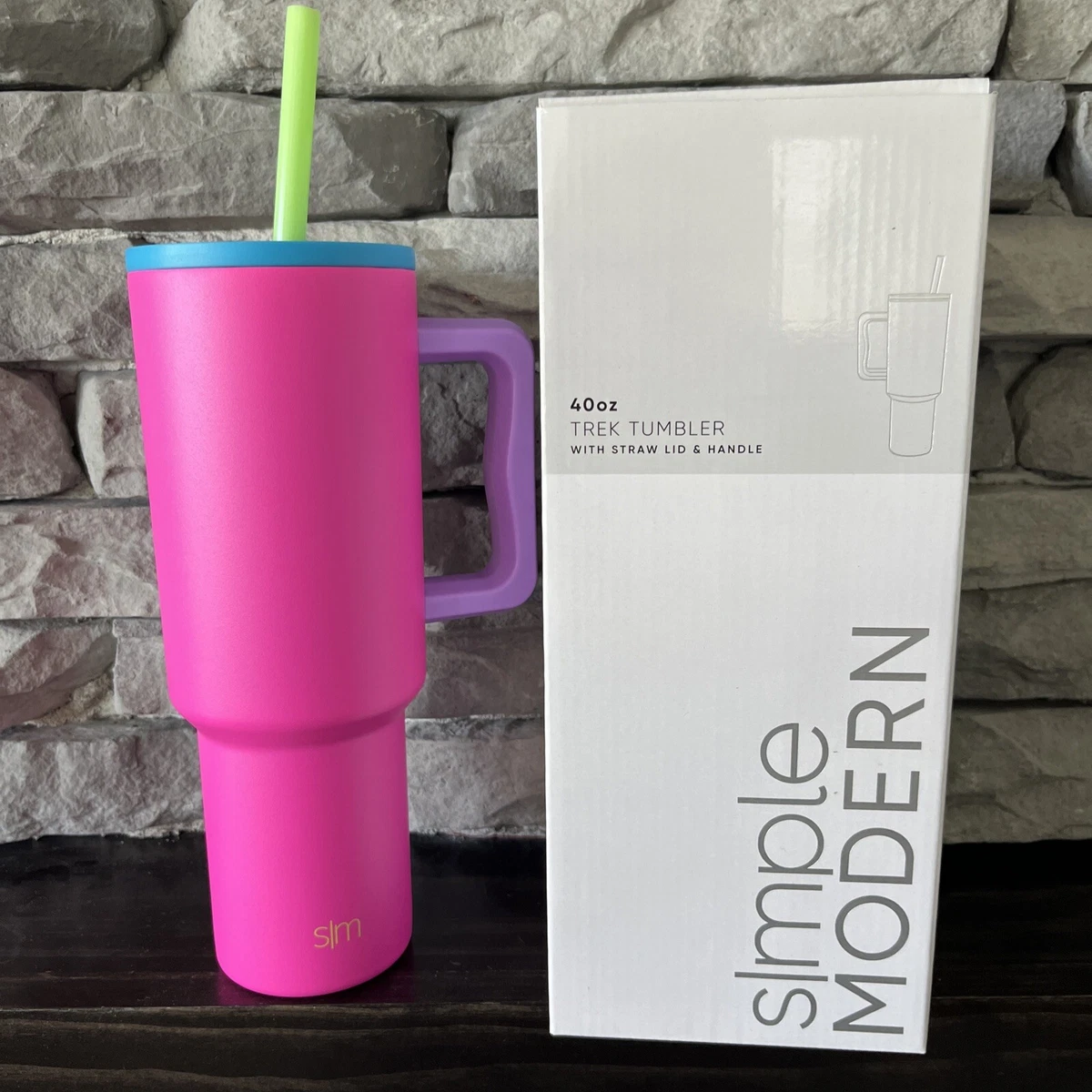 NEW Simple Modern ~ 80s MIX Pink Purple Green Blue ~ Trek Tumbler Cup 40 oz