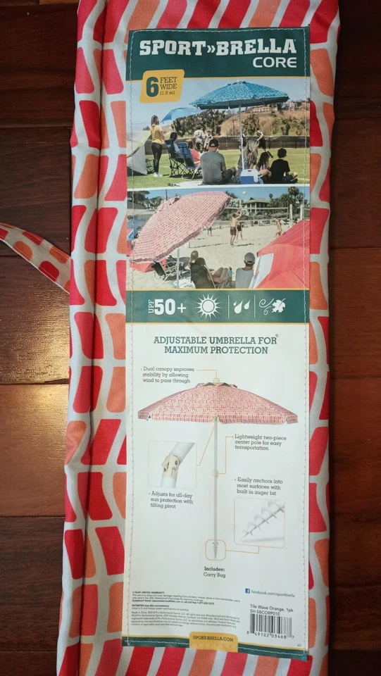 Paraguas de playa Sport-Brella Core ventilado UPF 50+ (6 pies) naranja Foto 2 de 4