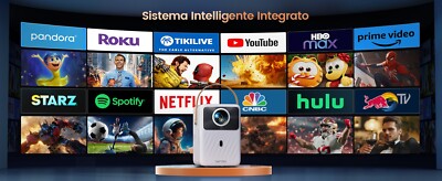 TOPTRO B1 Tragbarer Full HD Projektor  Integrierter Akku & Android TV 