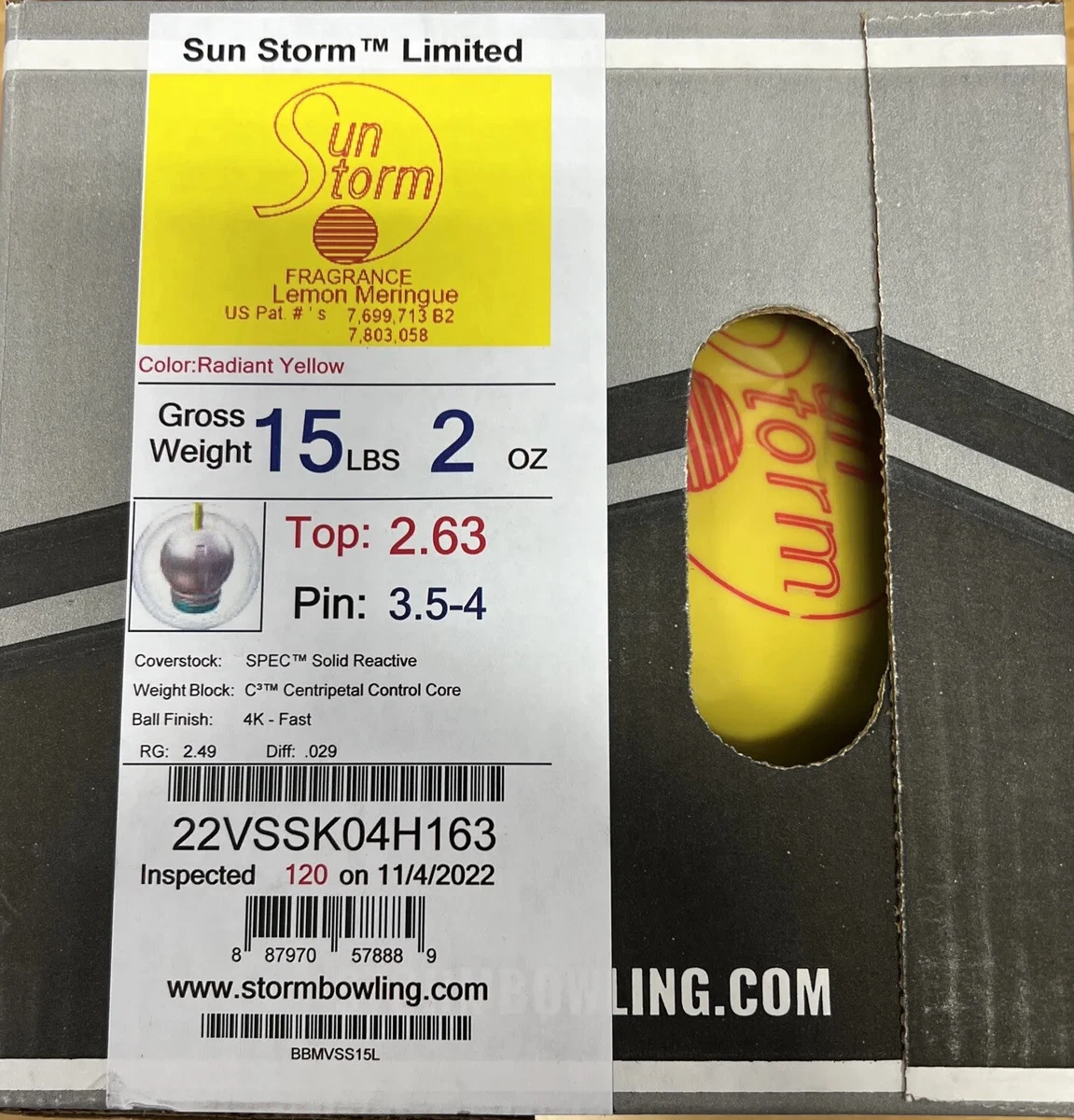 15lb Storm Sun Storm Limited Bowling Ball NIB!