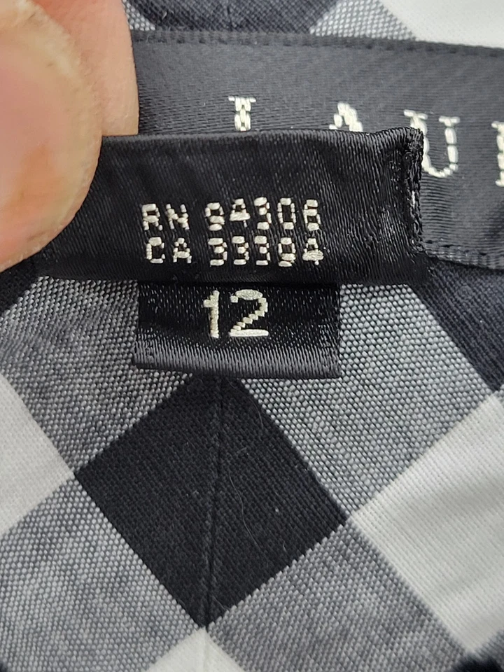 Top Ralph Lauren Etiqueta Negra Mujer 12 Negro Blanco Cuadros Manga Larga Abotonada Foto 4 de 4