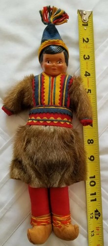 Bambola norvegese vintage maschio cappotto visone fatto a mano mancante mani - Foto 10 di 11