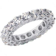 4.52 ct Round Diamond Ring Platinum Eternity Band F color VS1, 18 x 1/4 ct