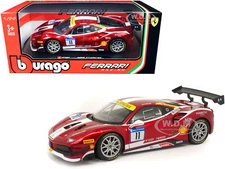 FERRARI 488 CHALLENGE #11 CANDY RED 1/24 DIECAST MODEL CAR BY BBURAGO 26308