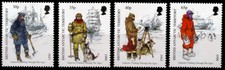 HUSKY SLED DOG MALAMUTE BRITISH ANTARCTIC TERRITORY 1998 CLOTHING  4 Mint Stamps