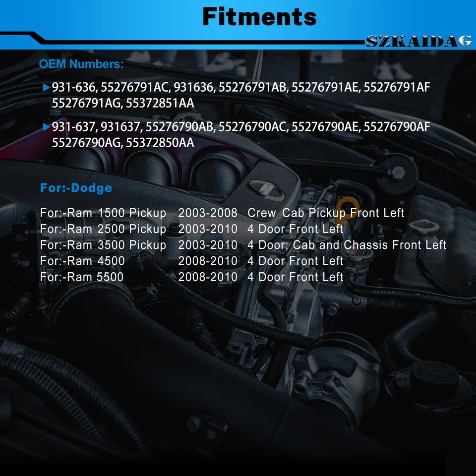 Actuador de cerradura de puerta delantera izquierda y derecha apto para Dodge Ram 1500 2500 3500 2003-2010 Foto 2 de 4