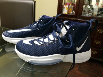 navy and white basketball shoes