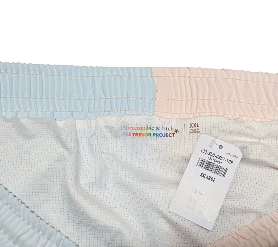 Abercrombie & Fitch Men's XXL Swim Trunks Shorts Color Block Pastel 2X - Image 4 of 4