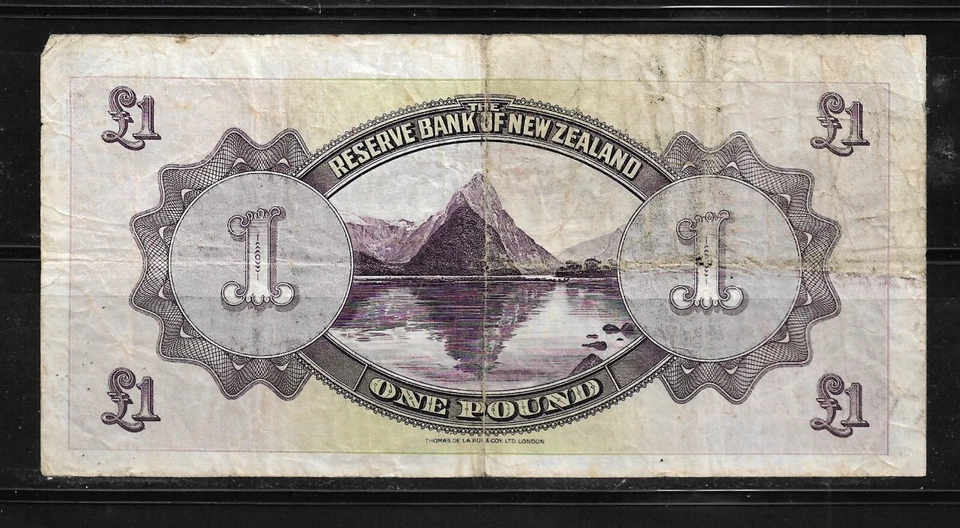 New Zealand 1934-40 rare 1 POUND Lefeaux banknote - Image 2 of 2