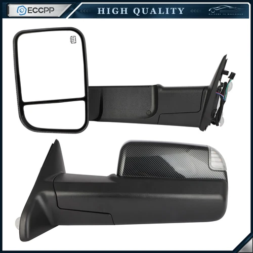 Tow Mirrors For 09-18 Dodge Ram 1500 2500 3500 Power Heated Left Temp Sensor