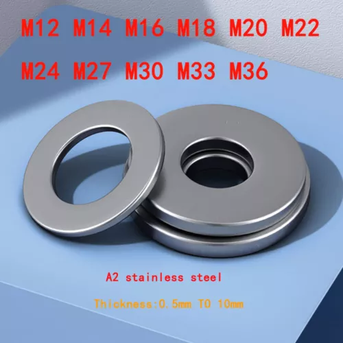 Flat Washers M12 - M36 A2 Stainless Thick Gasket To Fit Metric Bolts & Screws 