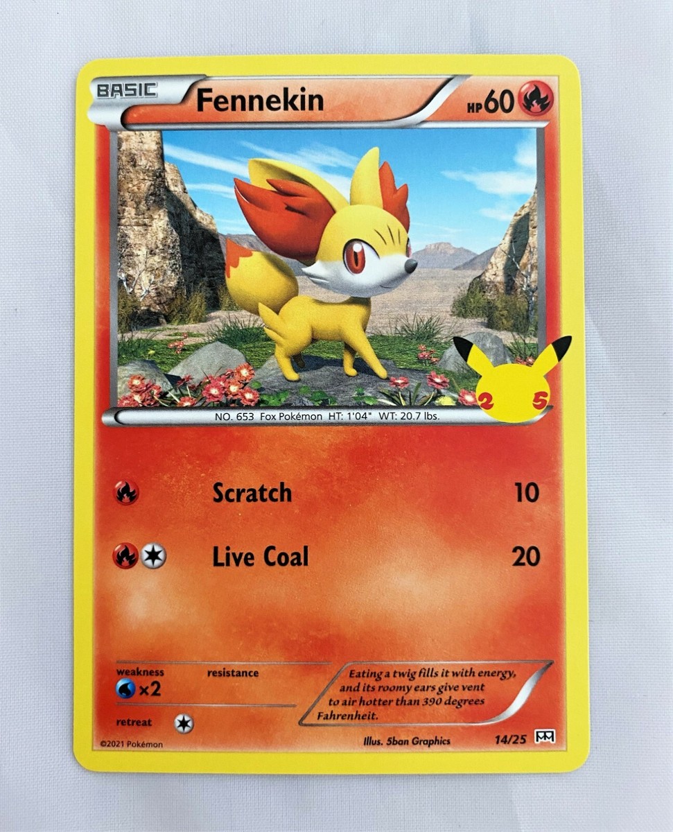 Fennekin Pokemon Card Non-Holo McDonalds Promo 25th Anniversary 14