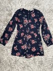 Abercrombie and Fitch Women's Long Sleeve Navy Blue Floral Romper Size 4 — photo 1