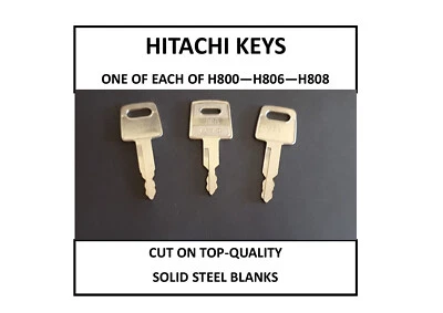 JMA SILCA HITACHI NEW HOLLAND H800 H808 H806 PLANT MASTER EXCAVATOR DIGGER KEYS X 3 KEYS