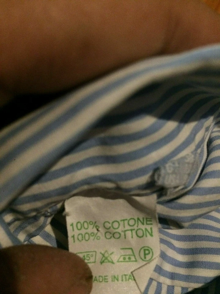 Luigi Borrelli Napoli Shirt Size 8 USA Striped Long Sleeve Dress Shirt Italy - Image 3 of 4