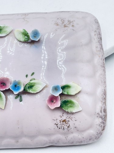 Vintage Pink Porcelain Trinket Box Delicate 3D Flowers Floral Bow Capodimonte - Picture 17 of 20