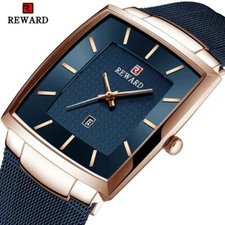 REWARD Men Watches Top Luxury Brand Watch Male Rectangle Steel Wristwatch Gifts