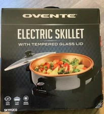 Ovente Electric Skillet 12" Nonstick Aluminum Body SK11112CO Temp Glass NEW NIP