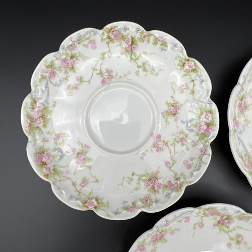 Set of 3 Theodore Haviland Limoges Schl 142 Pink Flowers Ribbons 5 5/8" Saucers - Picture 3 of 12