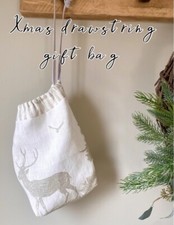 Susie Watson Ticking Stripe with voyage maison stags Fabric & Christmas Bag 