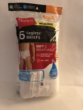HANES Tagless Briefs 6 Pack Size Medium 32-34". New sealed