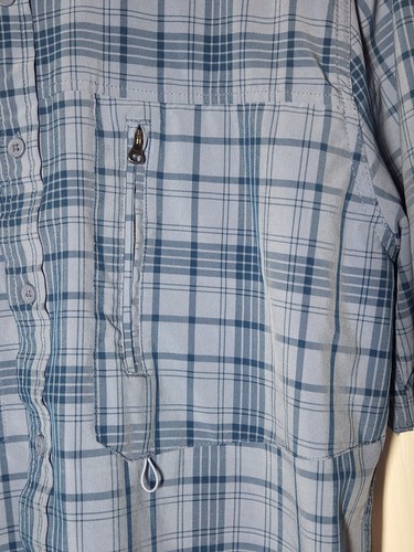 Camisa M Lake & Trail Para Hombres Azul A Cuadros Abotonada Ventilada Transpirable Bolsillos Pesca - Imagen 5 de 6