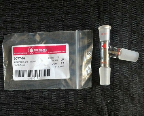 Nuovo, Adattatore di distillazione Ace Glass 75 gradi da 10/18 a 14/20 9077-02 - Foto 1 di 6
