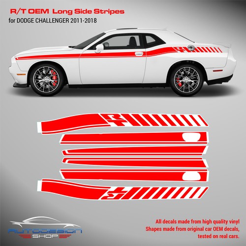 DODGE Challenger RT LONG side stripes 2011 - 2018 1 color - Picture 2 of 6