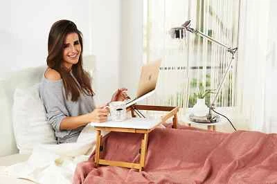Betttisch "Bambus" Klapptisch Laptoptisch Notebook Bett Tisch Verstellbar Holz - Bild 1 von 4