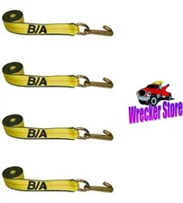 (4) 2" W X 8' LG STRAP w/ Mini J Hook, Wrecker, Rollback Tie Down Strap