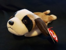 RARE Ty Beanie Baby "BERNIE" Dog, PVC, Double Tush Tag Canada, Errors, Sticker