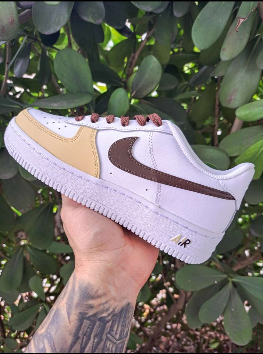 Nike Air Force 1 Womens White Brown Peanut Mocha Custom Multi Size Girls Gs  Men