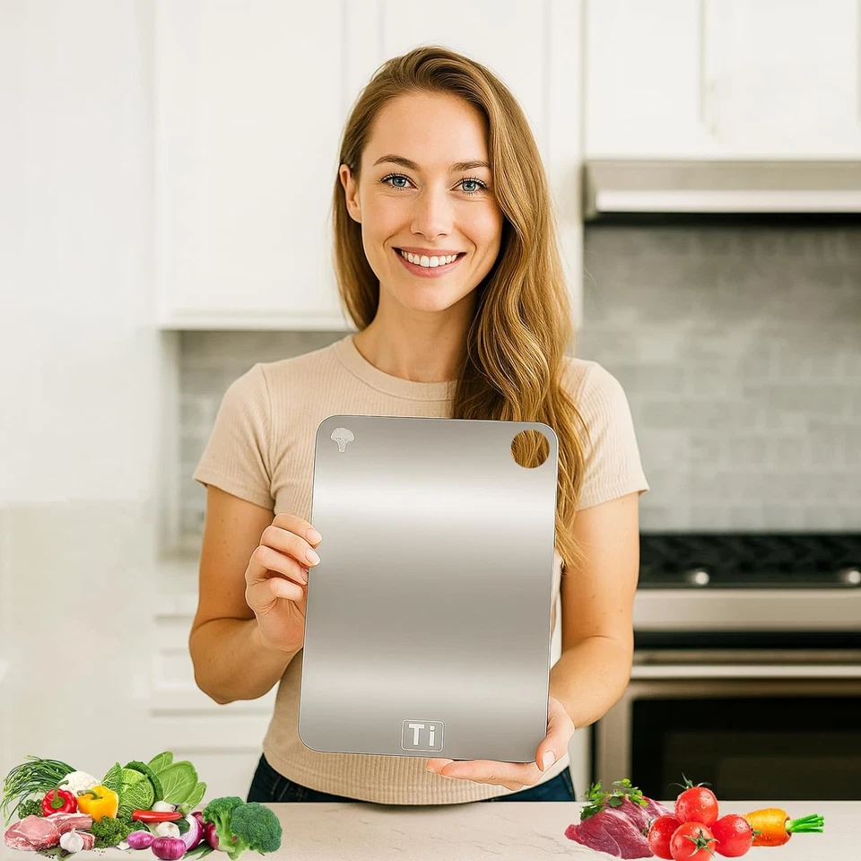 Режущая доска из 100% чистого титана — двусторонние металлические титановые разделочные доски - Изображение 3 из 4